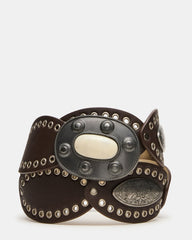 BOHO OVAL STUDDED DISC BELT BROWN