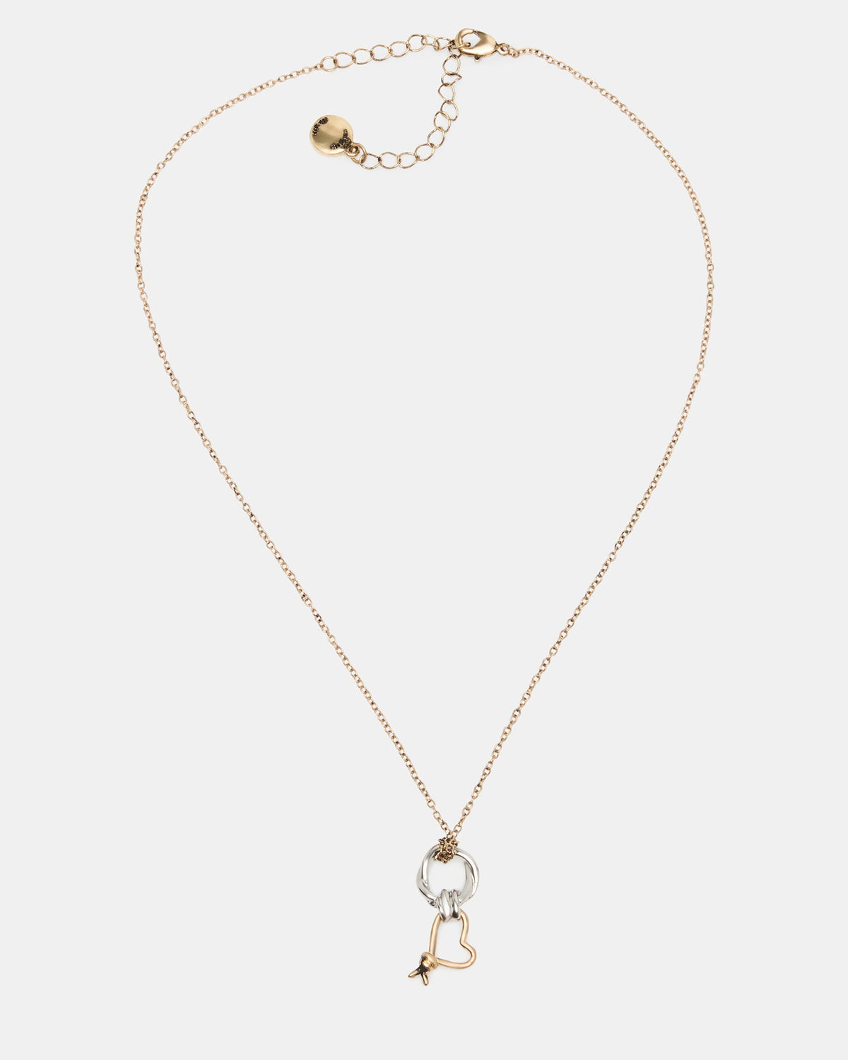 TWO TONE KNOT HEART PENDANT NECKLACE