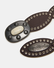 BOHO OVAL STUDDED DISC BELT BROWN